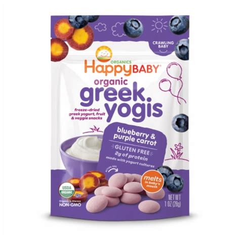 Happy Baby Organics Baby Snacks, Greek Yogis, Freeze Dried。